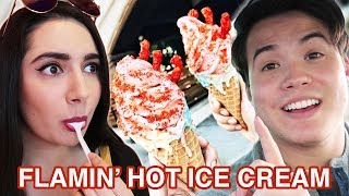 We Tried Flamin Hot Cheeto Ice Cream [upl. by Noitsuj]