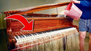 Entire piano filled with water sounds UNREAL [upl. by Dulciana]