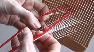 Weaving patterned bands with a double holed heddle [upl. by Kentigera]