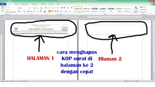 Cara Menghapus Kop Surat  Hilangkan Header Pada Micrososft Word [upl. by Gnet]