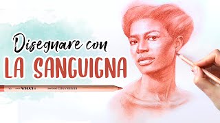 COME DISEGNARE UN VOLTO CON LA MATITA SANGUIGNA  Tutorial materiali da disegno ritratto femminile [upl. by Eam145]