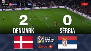 Denmark 2  0 Serbia  UEFA Nations League 2024  Goals amp Highlights [upl. by Anailil]