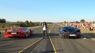 Rimac Nevera vs Ferrari Drag Race amp Burnouts [upl. by Rex]