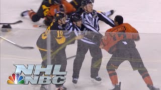 Flyers Wayne Simmonds lays out Penguins Brian Dumoulin brawl ensues  NHL  NBC Sports [upl. by Eisinger]