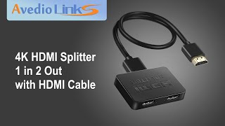 Avedio Links│4K HDMI Splitter 1 in 2 Out with HDMI Cable [upl. by Ahsimik]