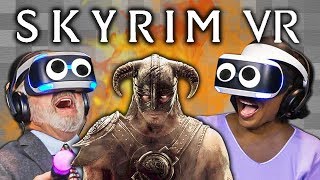 SKYRIM VR  PSVR Elders React Gaming [upl. by Ellerehs166]