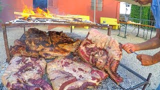 Argentinian Grill Master Roasts Huge Blocks of Bull Meat Italy Street Food Festival [upl. by Nyleaj]