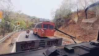 MSRTC Bus Cabin Ride on Old Mumbai Pune Highway [upl. by Nayrbo]