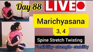 Live Session 88Marichyasana 3 4spine stretch belly fat burn🔥hathayoga yogapracticemarchis pose [upl. by Horace822]