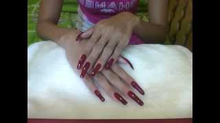 Beautiful very long red polished nails of NailsFashion video 4 [upl. by Ziom]