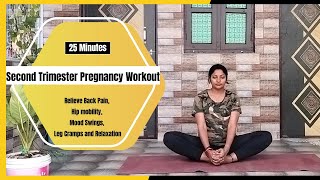 My secondtrimester pregnancy Workout  Relieve Backpain  Mood Swings  Leg Cramps  Relaxation [upl. by Hullda196]