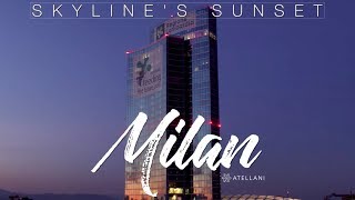 Milan Skylines Sunset  4K UHD Aerial Drone Video of Milano Italy [upl. by Marlyn]