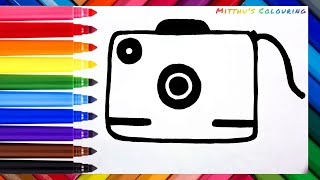 Drawing amp Coloring a Camera 📸🤳 easy for kids amp toddlers  Drawing for kids [upl. by Ahiel233]