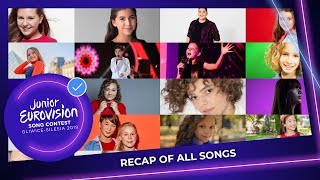 RECAP All the songs of Junior Eurovision 2019 [upl. by Kroo]