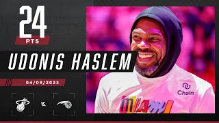 Udonis Haslem BALLS OUT in his final regular season NBA game 💪  NBA on ESPN [upl. by Jasisa]