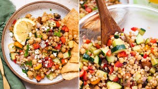 Balsamic Pearl Couscous Salad  easy vegetarian lunch [upl. by Seften857]