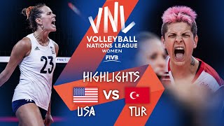 USA vs Turkey  Highlights SemiFinal 2  Womens VNL 2021 [upl. by Refanej]