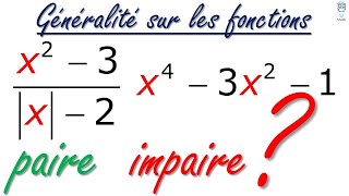 Généralité sur les fonctions fonctions paires 1 Bac science [upl. by Esme542]