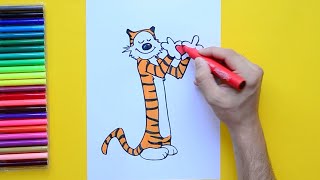 How to draw Hobbes Calvin and Hobbes [upl. by Eniluqcaj155]