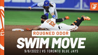 Michael Phelps or Rougned Odor 🏊‍♂️🌊 UNBELIEVABLE Swim Move to Avoid Tag  Baltimore Orioles [upl. by Ainotal735]