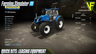 EQUIPMENT LEASING in Farming Simulator 22 EXPLAINED [upl. by Cita]