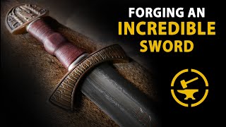 Forging an INCREDIBLE Viking Sword  Pattern Welding with Meteorite [upl. by Eilyr]