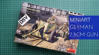 Miniart 135 German 75cm Anti Tank Gun PAK 40 Mid Prod 35400 Review [upl. by Keven]