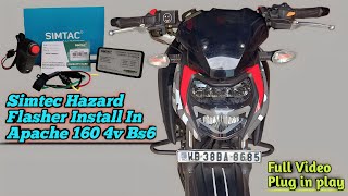 Installing SIMTAC Hazard Light in TVS Apache160 4v amp 200 4V🥰  All 20 Modes in Hazard Flasher😱 [upl. by Mcgee416]