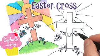 How To Draw An Easter Cross For Christian Kids [upl. by Llerred197]