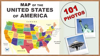 50 States of the USA Map with state capitals flags seals largest citieswith photosGeography06 [upl. by Nauqed500]