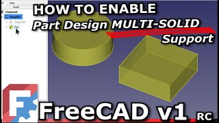 FreeCAD v1 new Feature Multiple solid support in one part design body experimental [upl. by Tearle]