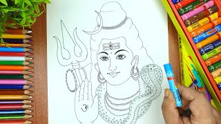 how to draw lord shiva with oil pastels  Easy drawing of Mahadev step by step [upl. by Nirok]