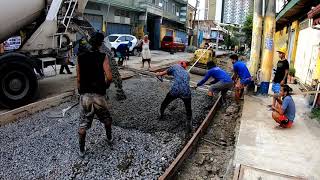 Concrete pouring of pavement Buhos sa kalsada [upl. by Enelhtak878]