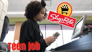 COME TO WORK WITH ME GROCERY STORE CASHIER TEEN JOB [upl. by Atiram117]