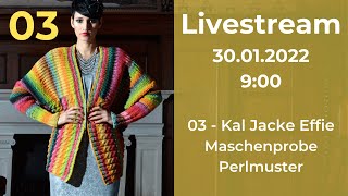 03 Knitalong Jacke Effie  Mapro Perlmuster  Livestream [upl. by Ramraj]