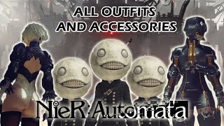 NieR Automata  All OutfitsAccessories and how to get them [upl. by Antonietta129]