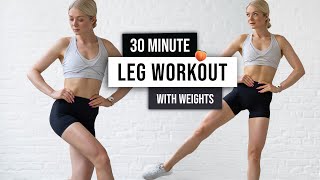 30 MIN LEG WORKOUT  Lower Body GLUTES and THIGHS  With Weights Home Workout [upl. by Kubiak]