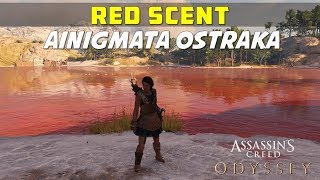 Red Scent  Lokris  Ainigmata Ostraka Puzzle Location amp Solution  AC ODYSSEY [upl. by Atsirhc]