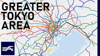 Every Operating Railway System in Greater Tokyo Area geographic map [upl. by Anabal]