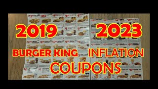 INSANE COMPARING BURGER KING COUPON INFLATION PRICE INCREASE FROM 2019 AND 2023 COUPONS [upl. by Naehgem]