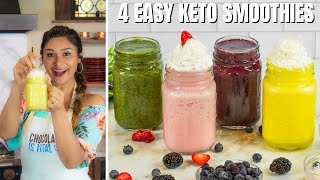 4 EASY KETO LOW CARB SMOOTHIES Strawberry Banana Berry Pina Colada amp Green Smoothie [upl. by Geno518]