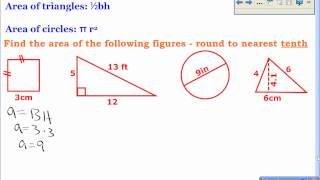 Geometry  17 Find Perimeter Circumference and Area [upl. by Akemahc]