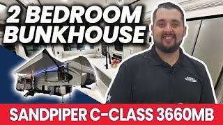 2 Bedroom Bunkhouse  Sandpiper CClass 3660MB  Fun Town RV [upl. by Nilorac28]