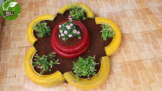 Creative garden  Recycling old tires into flower pots [upl. by De Witt]