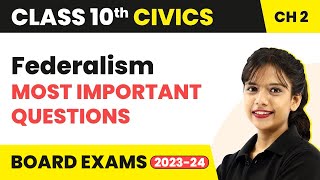 Federalism  Most important Questions  Class 10 SST Civics Chapter 2 [upl. by Llednyl]