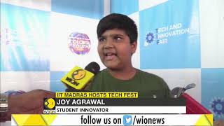 Students exhibit projects build robots fly drones at IIT Madrass tech fest [upl. by Kciredec963]