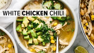 How to Make the BEST White Chicken Chili in Your CrockPot [upl. by Kurth]