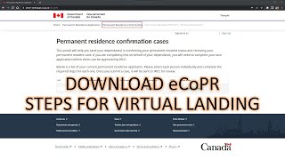 Virtual Landing  Steps  eCoPR  New Online PR Confirmation Portal  Canada PR Spousal Sponsorship [upl. by Icnan770]