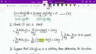 Exact Equation x  siny  xcosy – 2yy’  0 [upl. by Oalsecnew]