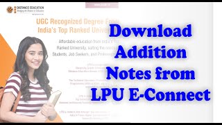 How to download additional Notes or Study Material from LPU EConnect  LPU Distance Education Notes [upl. by Friedly932]